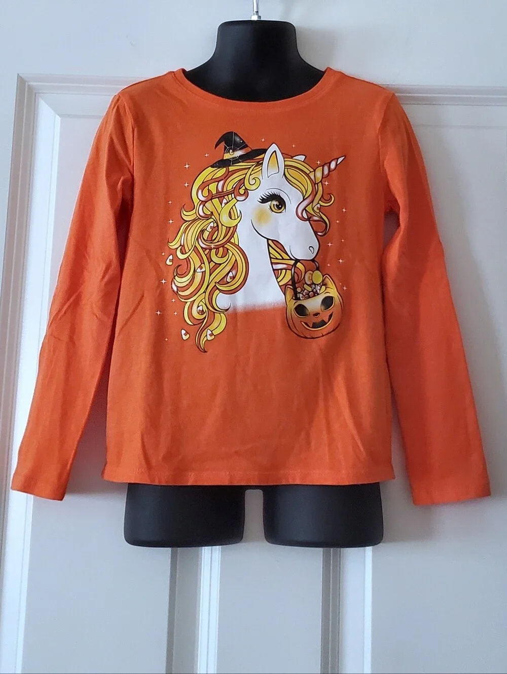 Children's Place Girls Long Sleeve Halloween Unicorn Graphic Tee